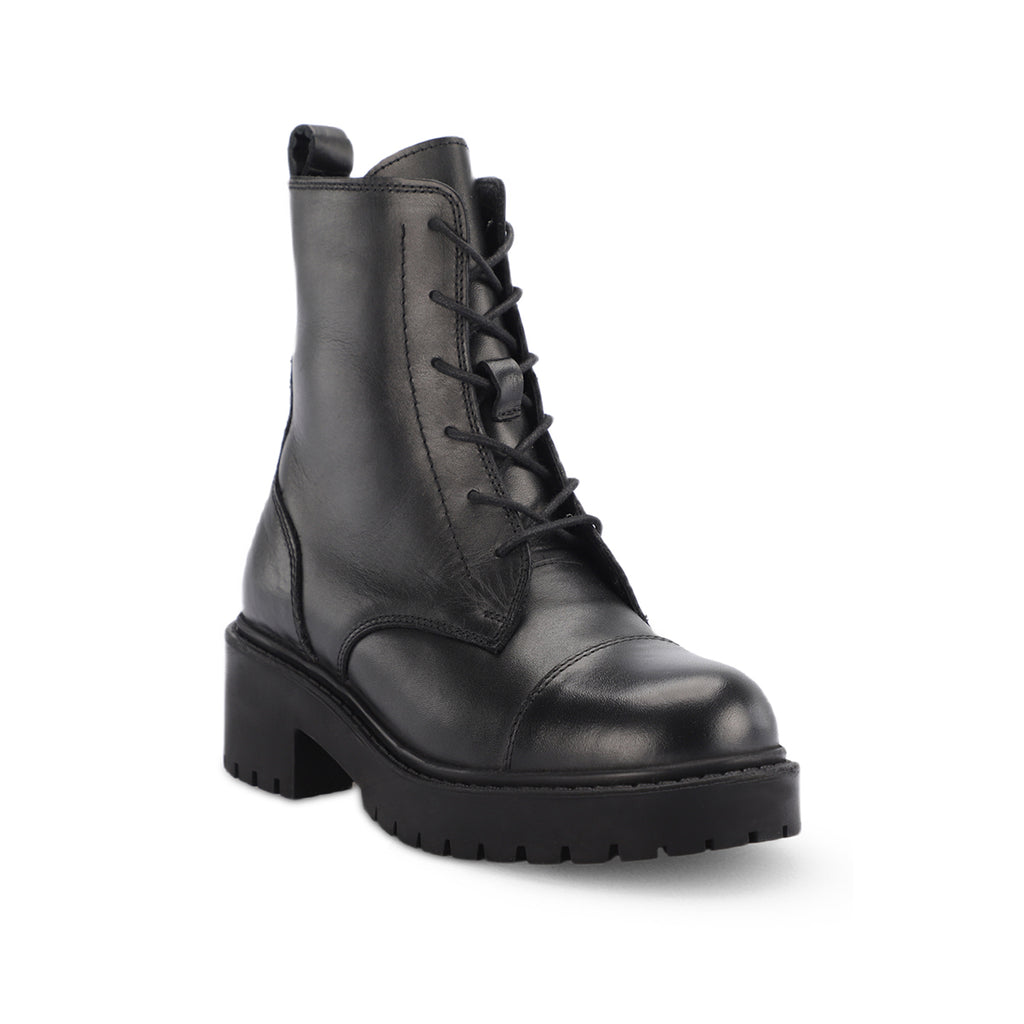 CITY-G Leather Women's Fur-Lined Boots Black