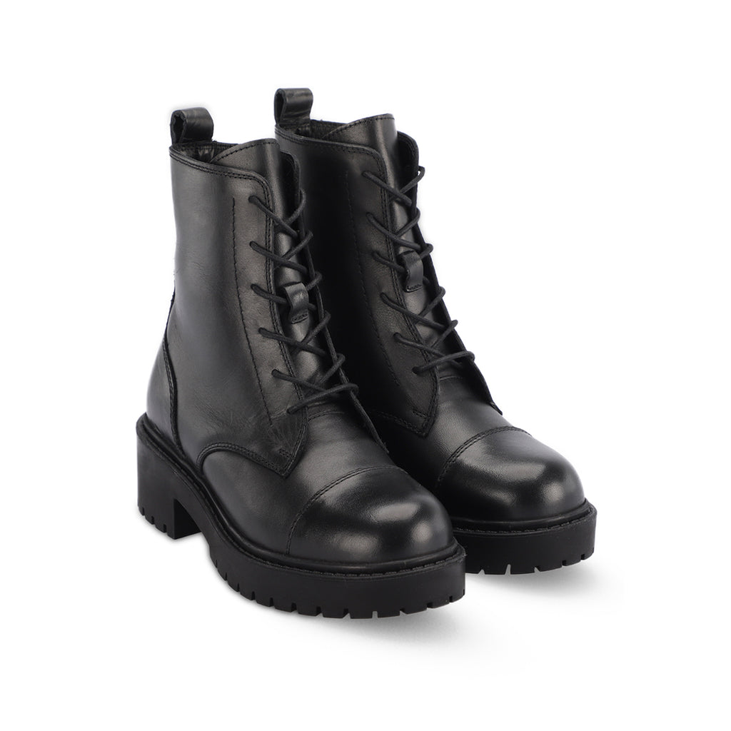 CITY-G Leather Women's Fur-Lined Boots Black
