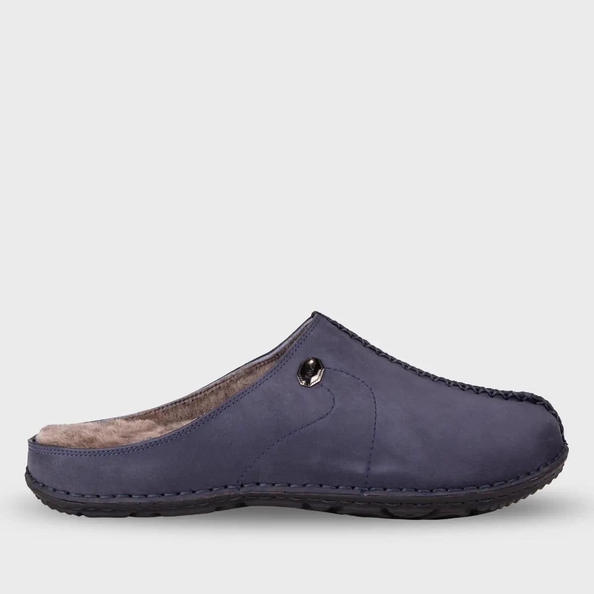 EDEL-G Men's Leather Slippers Navy Blue Nubuck