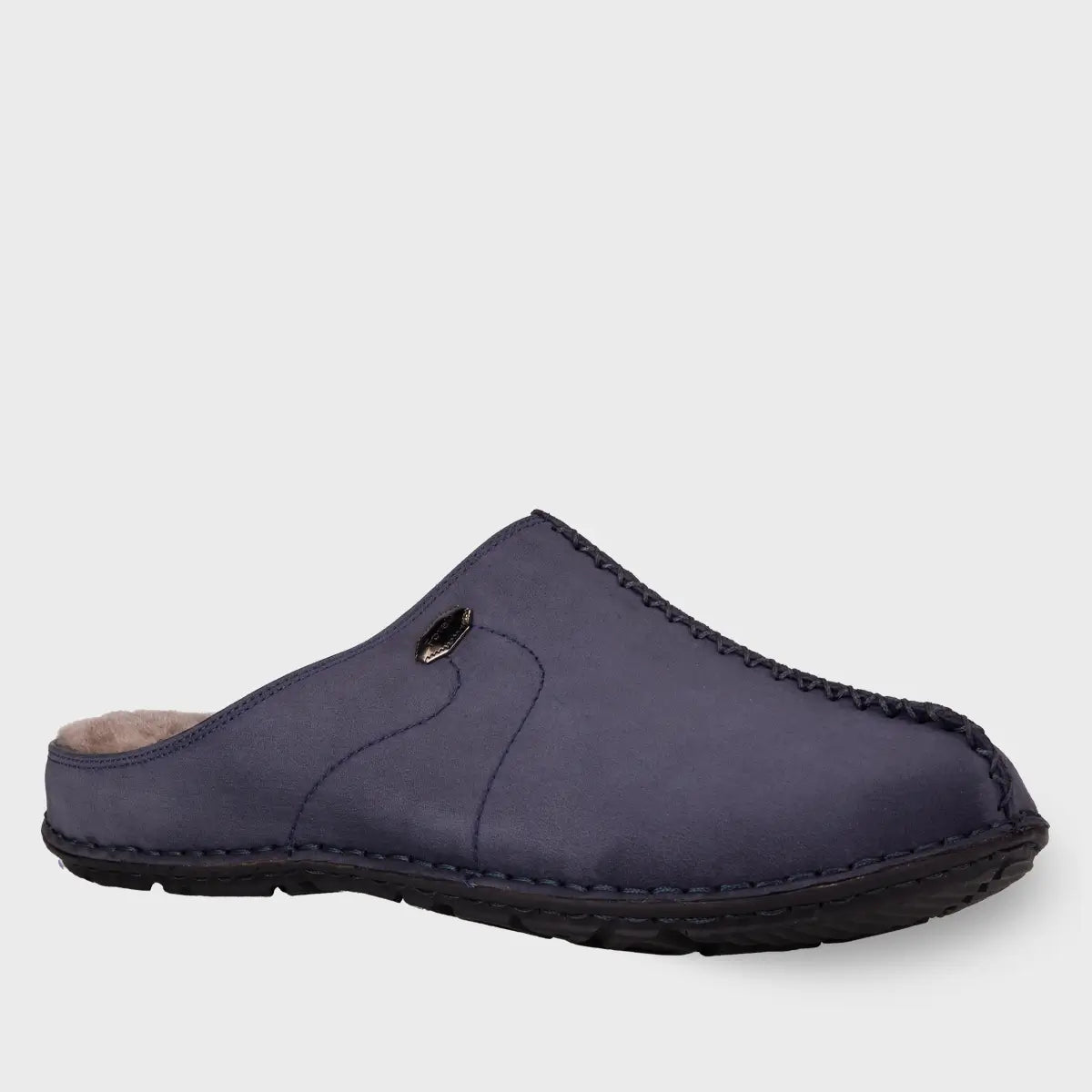 EDEL-G Men's Leather Slippers Navy Blue Nubuck