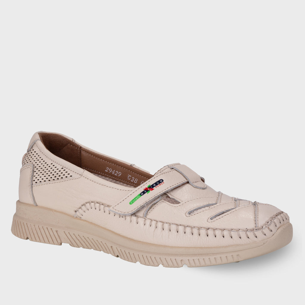 ELENA-G Women's Leather Shoes Beige