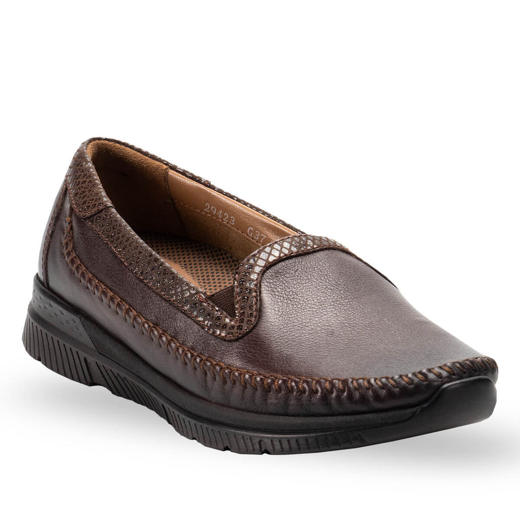 LADEN-G Women's Leather Shoes Brown
