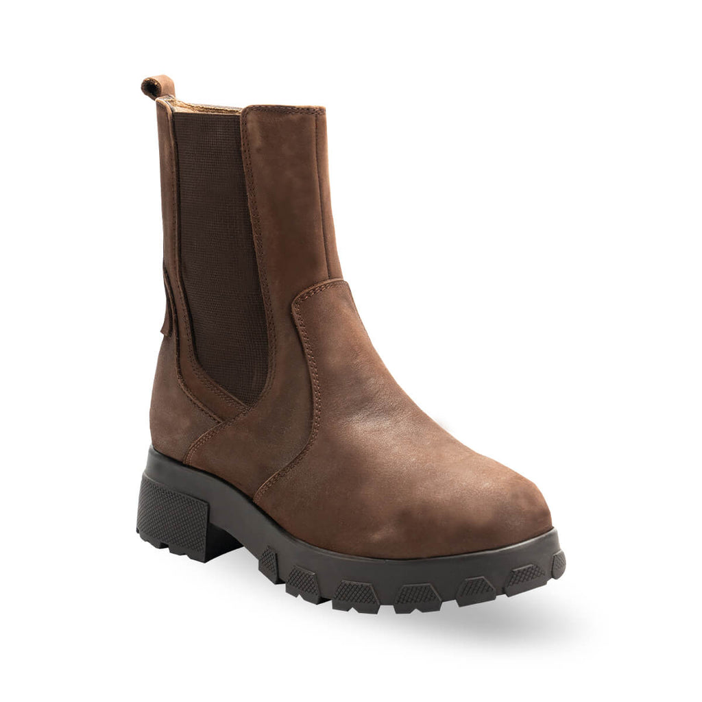 LUNA-G Women's Leather Boots, Brown Nubuck