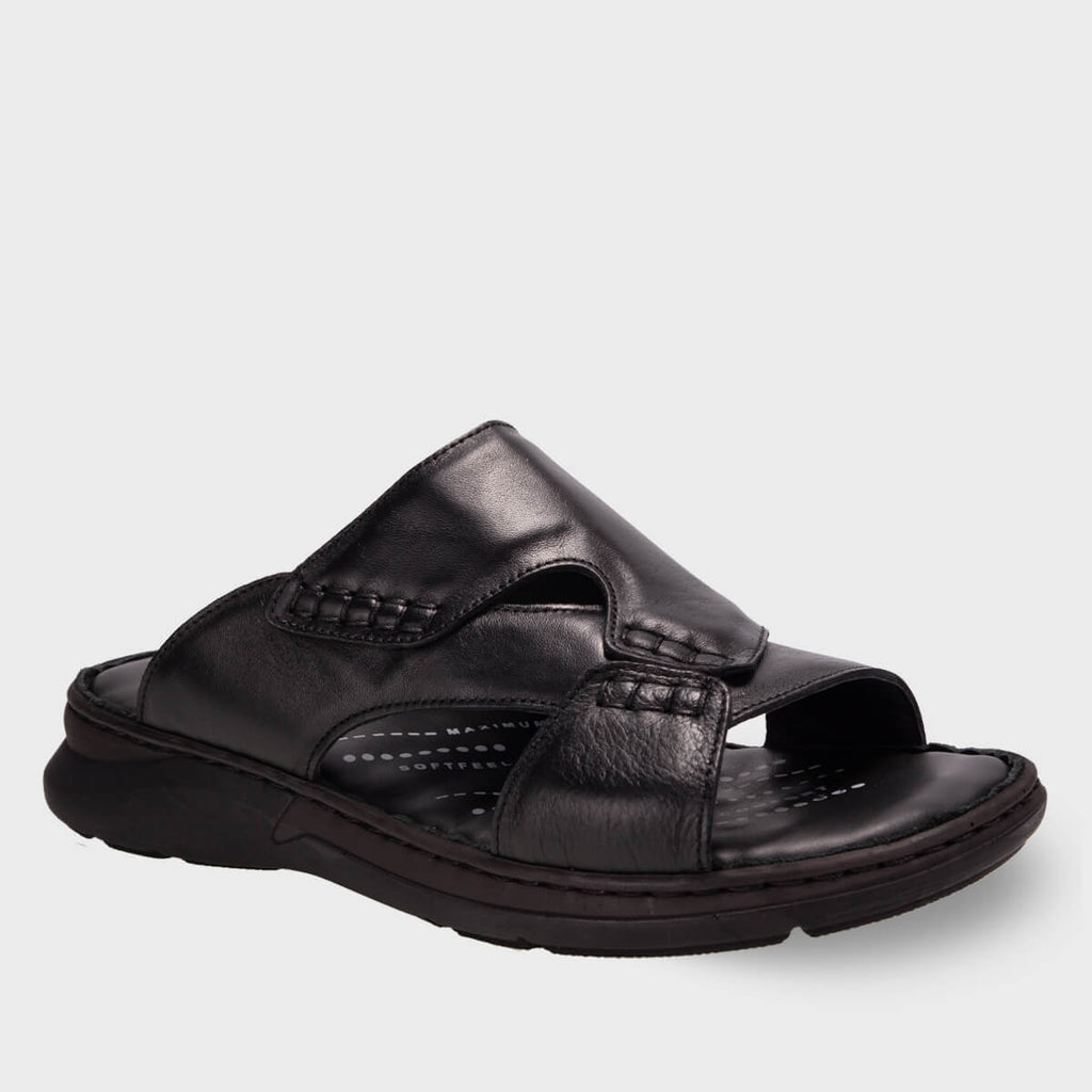 TUNA-G Men's Leather Slippers Black
