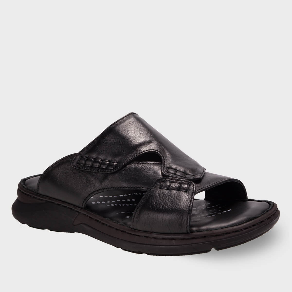 TUNA-G Men's Leather Slippers Black